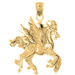 Yellow Gold-plated Silver 3D Pegasus Pendant