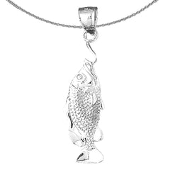 Fisch-Anhänger aus Sterlingsilber mit Haken (rhodiniert oder gelbvergoldet)