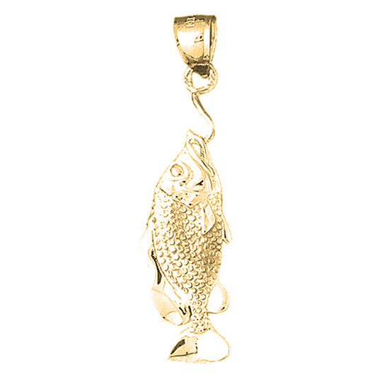 Yellow Gold-plated Silver Fish On Hook Pendant