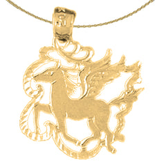 Sterling Silver Pegasus Pendant (Rhodium or Yellow Gold-plated)