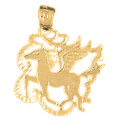 Yellow Gold-plated Silver Pegasus Pendant