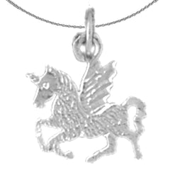 Sterling Silver Pegasus Pendant (Rhodium or Yellow Gold-plated)