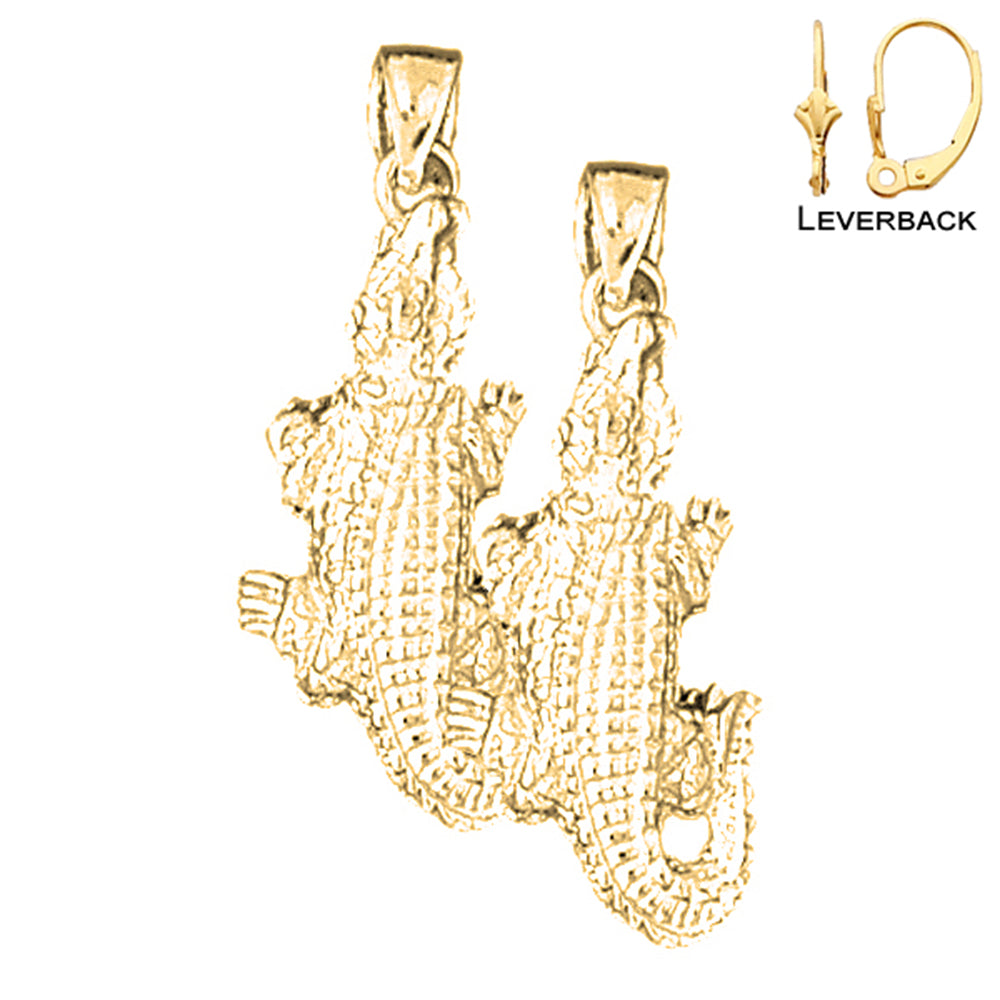 14K or 18K Gold 32mm Alligator Earrings