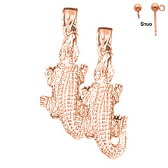 14K or 18K Gold 32mm Alligator Earrings