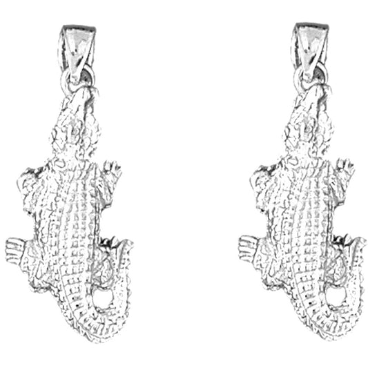 Sterling Silver 32mm Alligator Earrings