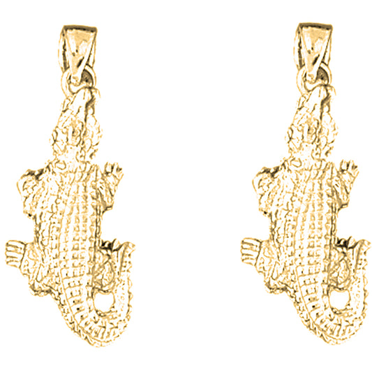 Yellow Gold-plated Silver 32mm Alligator Earrings