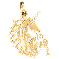 Yellow Gold-plated Silver Unicorns Pendant