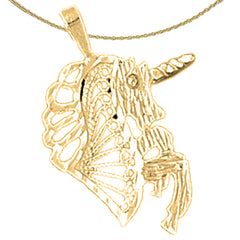 Sterling Silver Unicorns Pendant (Rhodium or Yellow Gold-plated)