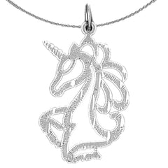 Sterling Silver Unicorns Pendant (Rhodium or Yellow Gold-plated)