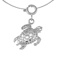 Colgante de tortuga de plata de ley (bañado en rodio o oro amarillo)