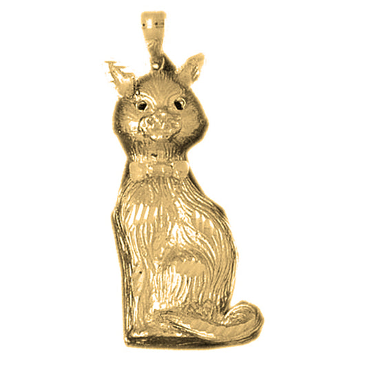 Yellow Gold-plated Silver Cat Pendant