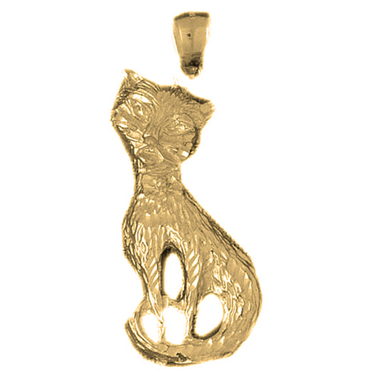 Yellow Gold-plated Silver Cat Pendant