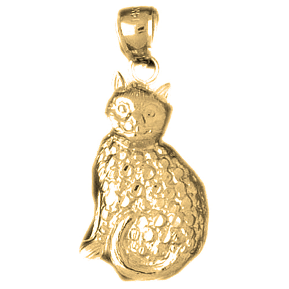 Yellow Gold-plated Silver Cat Pendant