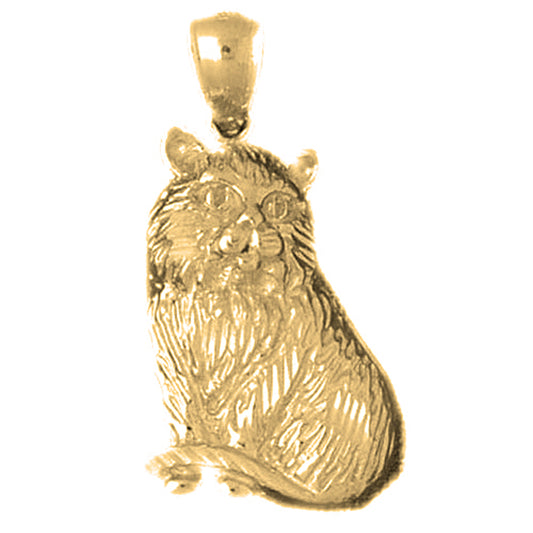 Yellow Gold-plated Silver Cat Pendant