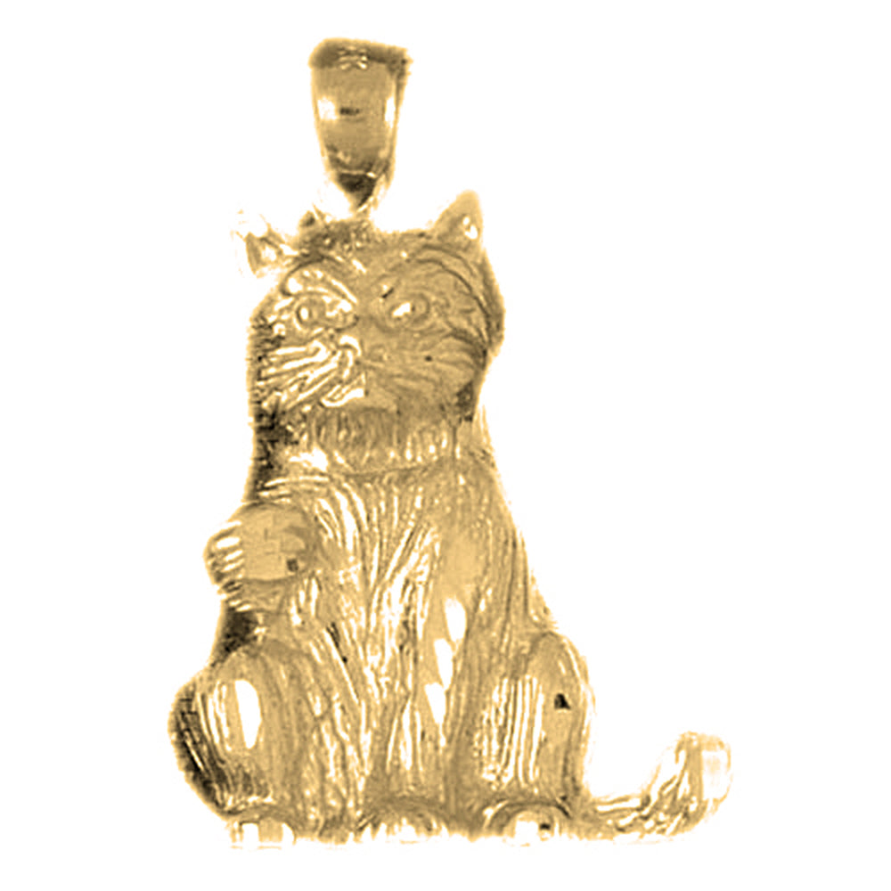 Yellow Gold-plated Silver Cat Pendant