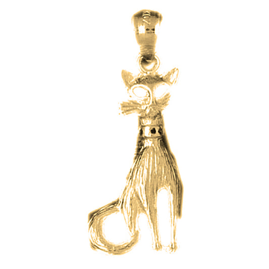 Yellow Gold-plated Silver Cat Pendant