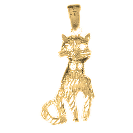 Yellow Gold-plated Silver Cat Pendant