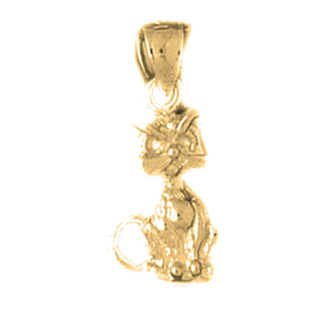 Yellow Gold-plated Silver 3D Cat Pendant