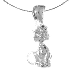 Sterling Silver 3D Cat Pendant (Rhodium or Yellow Gold-plated)