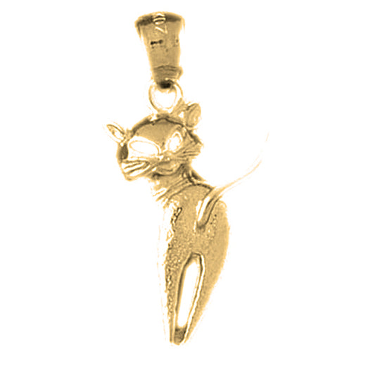 Yellow Gold-plated Silver Cat Pendant