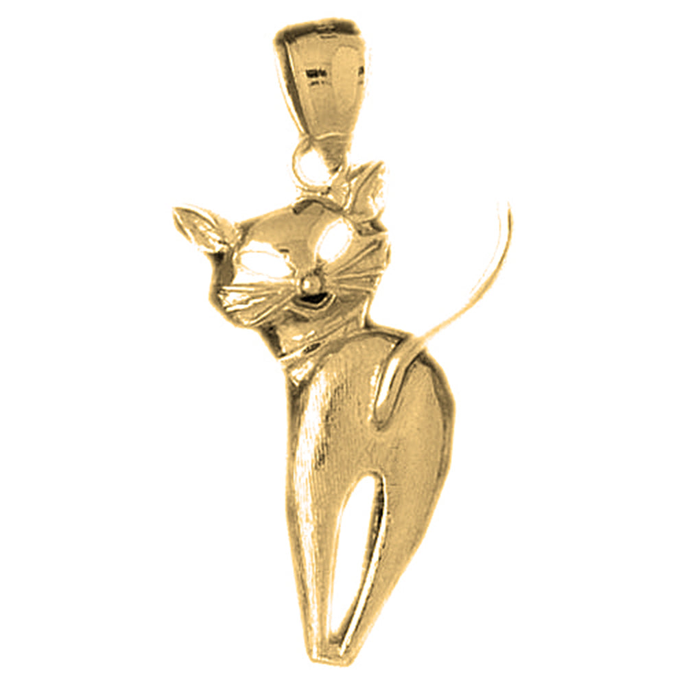 Yellow Gold-plated Silver Cat Pendant