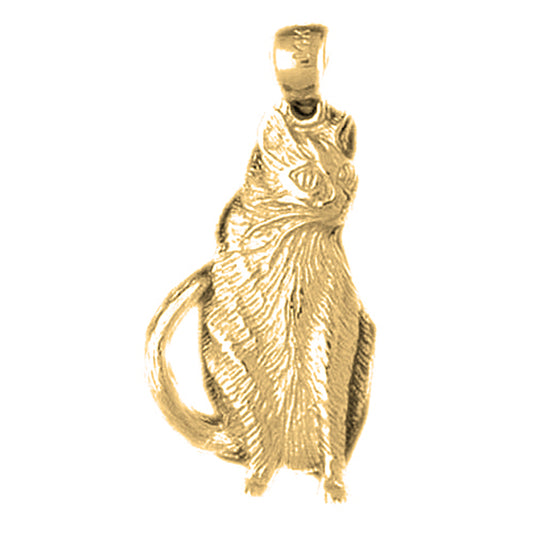 Yellow Gold-plated Silver Cat Pendant