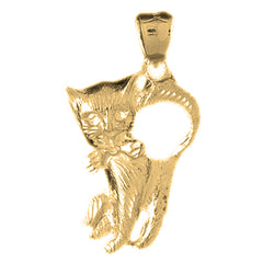 Yellow Gold-plated Silver Cat Pendant