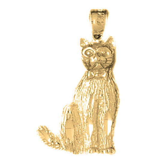 Yellow Gold-plated Silver Cat Pendant