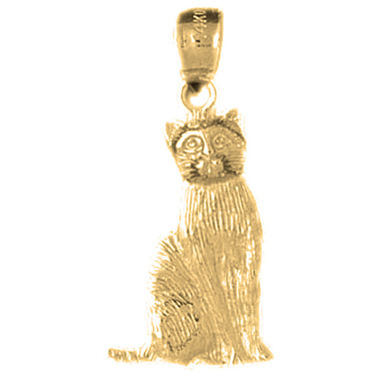 Yellow Gold-plated Silver Cat Pendant