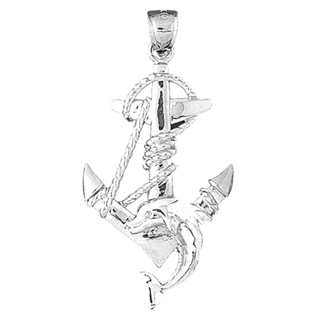 Sterling Silver Anchor And Dolphin Pendant