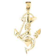 Yellow Gold-plated Silver Anchor And Dolphin Pendant