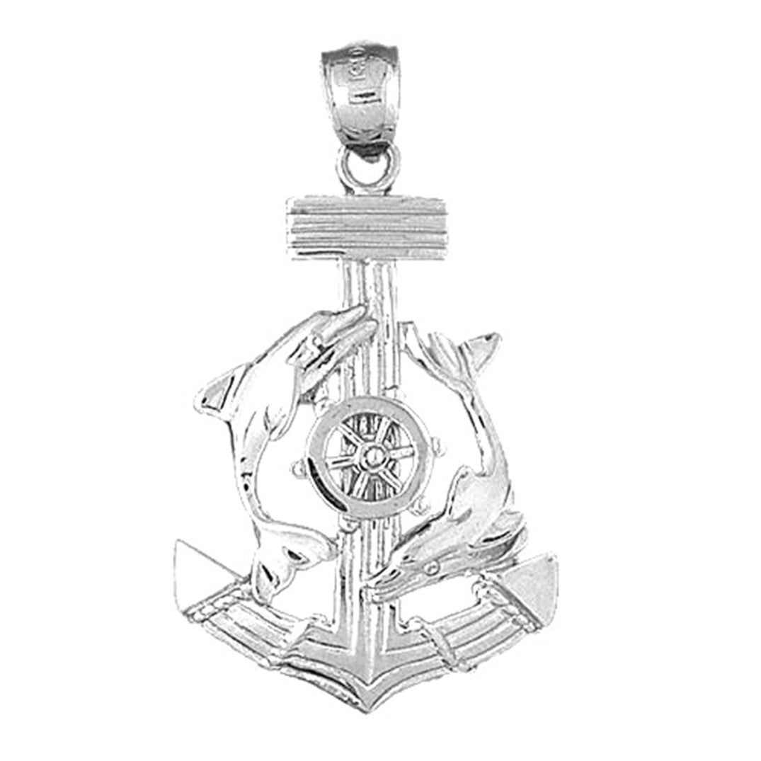 Sterling Silver Anchor, Ships Wheel, And Dolphin Pendant