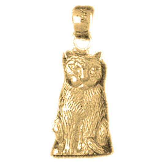 Yellow Gold-plated Silver Cat Pendant