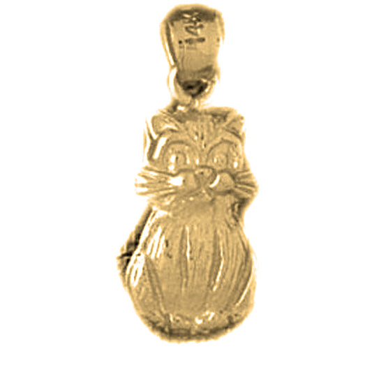 Yellow Gold-plated Silver Cat Pendant