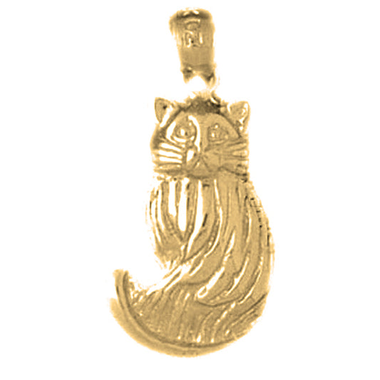 Yellow Gold-plated Silver Cat Pendant