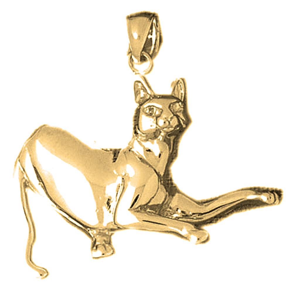 Yellow Gold-plated Silver Cat Pendant