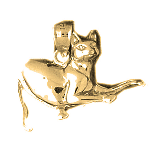 Yellow Gold-plated Silver Cat Pendant