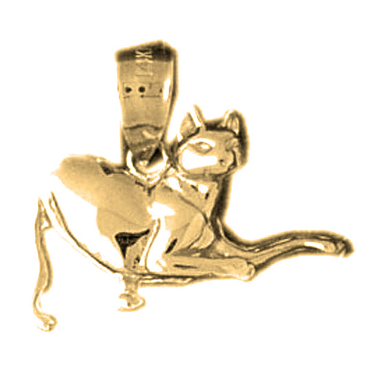 Yellow Gold-plated Silver Cat Pendant