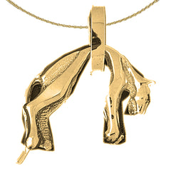 Sterling Silver 3D Cat Pendant (Rhodium or Yellow Gold-plated)