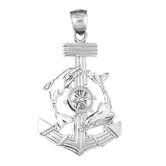 Sterling Silver Anchor, Ships Wheel, And Dolphin Pendant