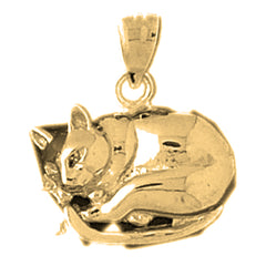 Yellow Gold-plated Silver Cat Pendant