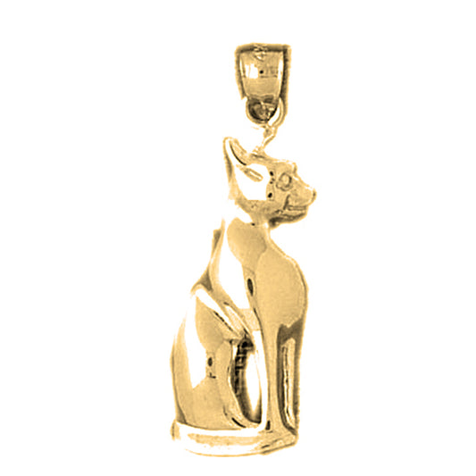 Yellow Gold-plated Silver Cat Pendant