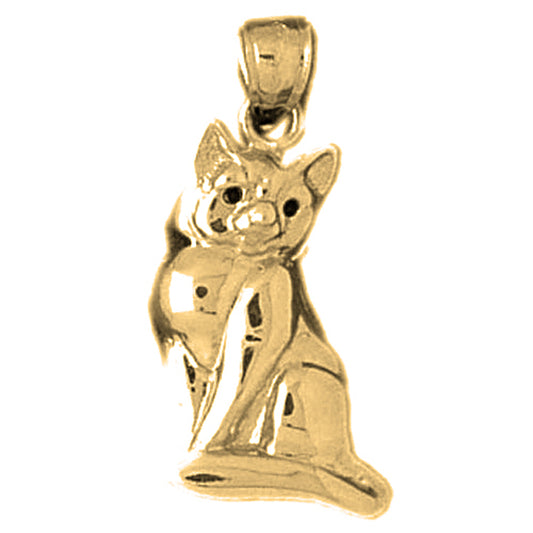 Yellow Gold-plated Silver Cat Pendant