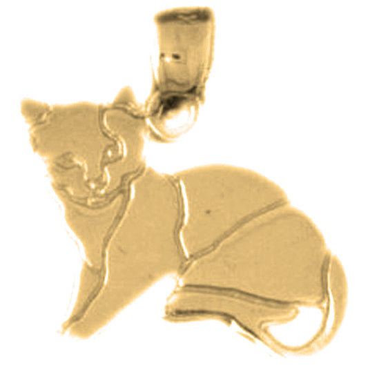 Yellow Gold-plated Silver Cat Pendant