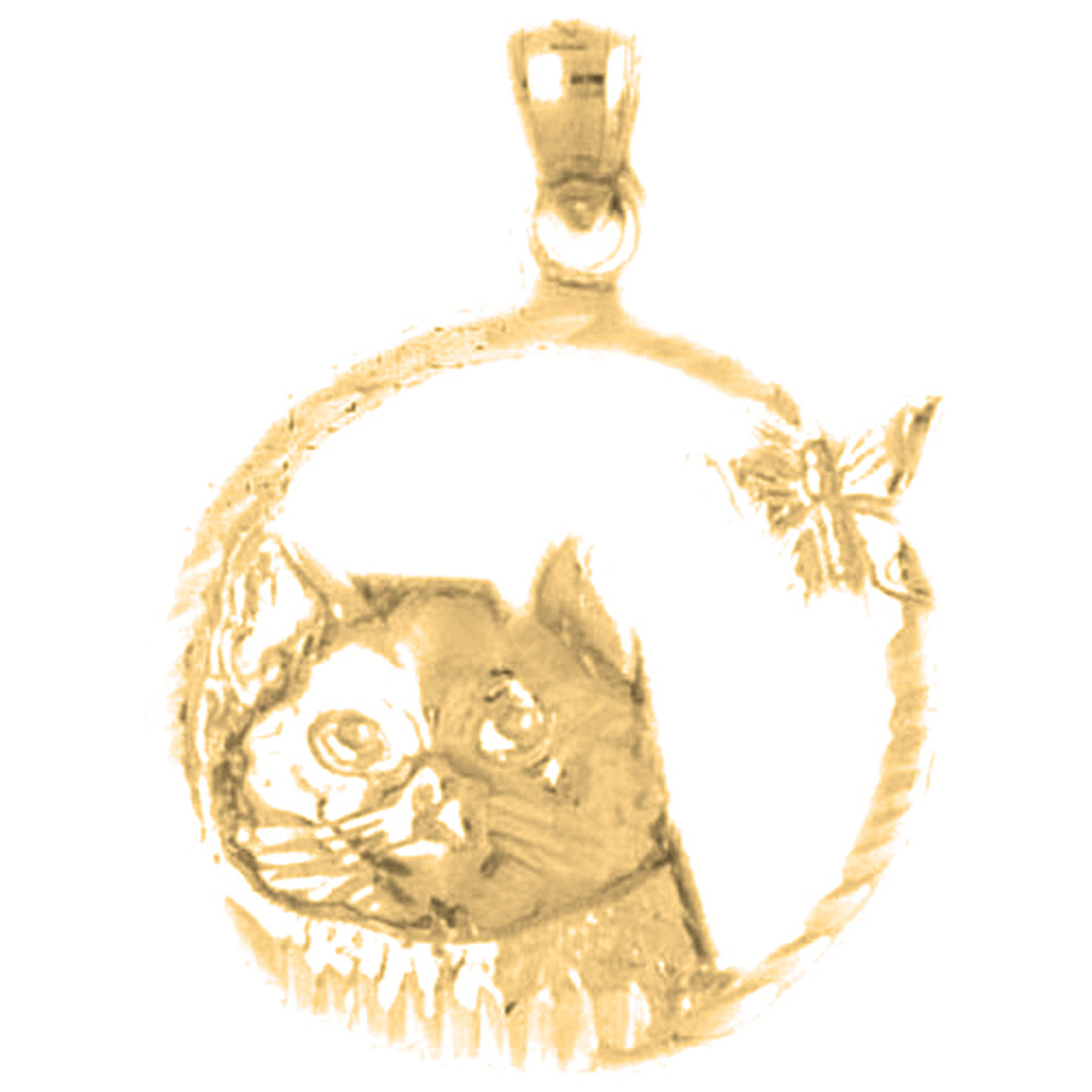 Yellow Gold-plated Silver Cat Pendant