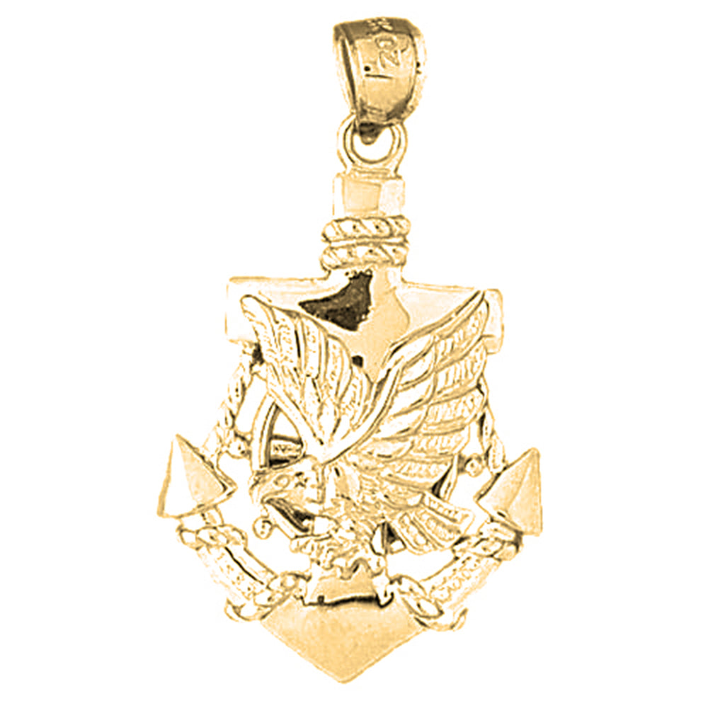 Yellow Gold-plated Silver Anchor And Eagle Pendant