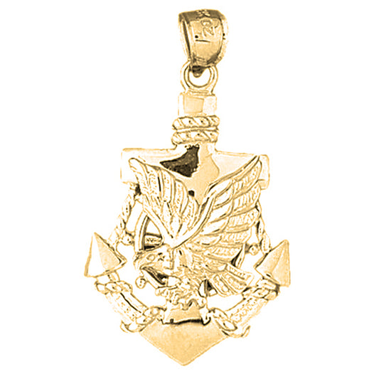 Yellow Gold-plated Silver Anchor And Eagle Pendant