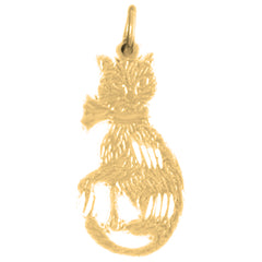 Yellow Gold-plated Silver Cat Pendant