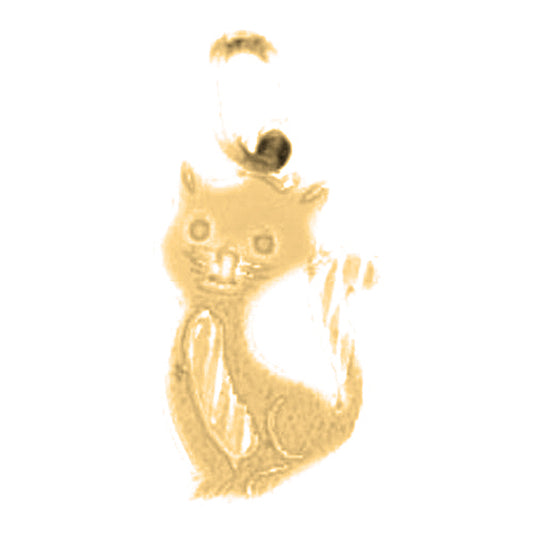 Yellow Gold-plated Silver Cat Pendant