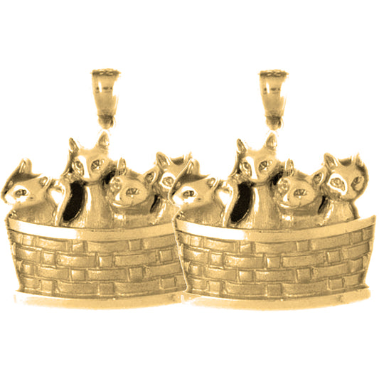 14K or 18K Gold 27mm Cat Earrings